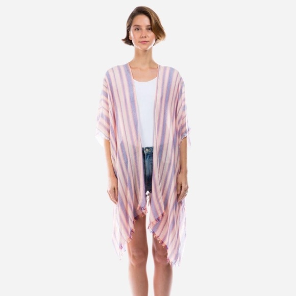 Lightweight Striped Kimono in peach - Picture 3 of 3
